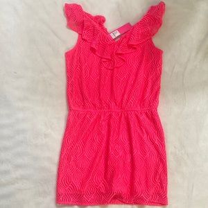 Eyelet ruffle detail romper